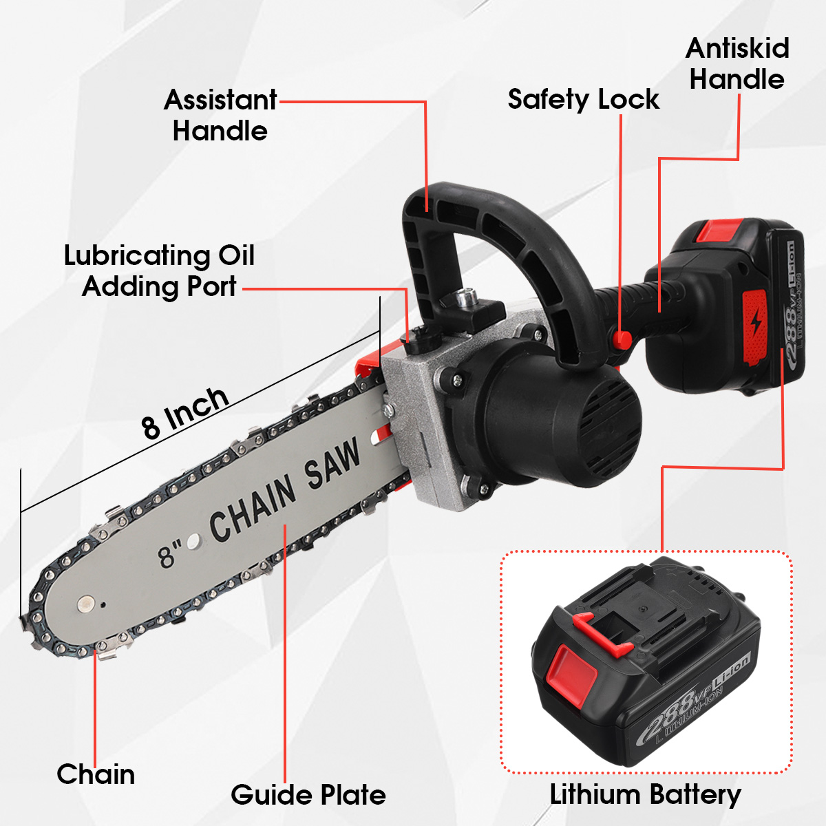 288VF-8Inch-Electric-Chain-Saw-Cordless-One-Hand-Chainsaw-Woodworking-Tool-W-12None-Battery-1845268-6