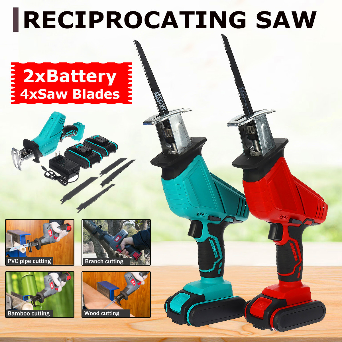 3000rpm-4000mAh-Electric-Saw-Cordless-Rechargeable-Handheld-Reciprocating-Saw-Wood-Cutter-W-4pcs-Saw-1758398-1