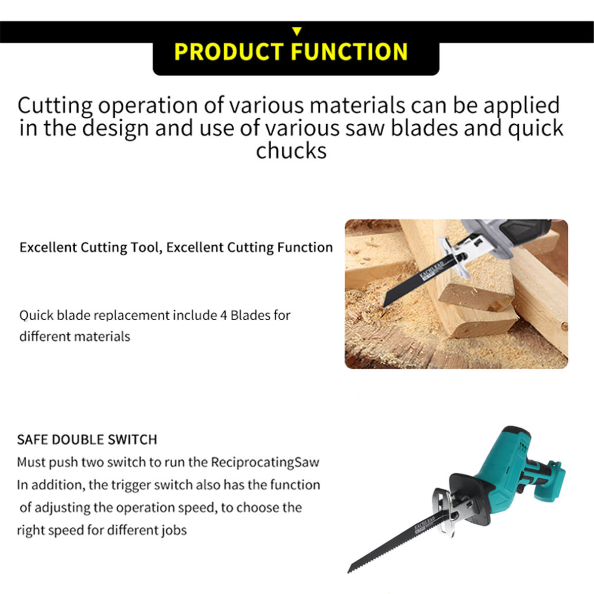 36V-Cordless-Reciprocating-Saw-Chainsaw-W-4-Saw-Blades-Metal-Cutting-Woodworking-1716301-5