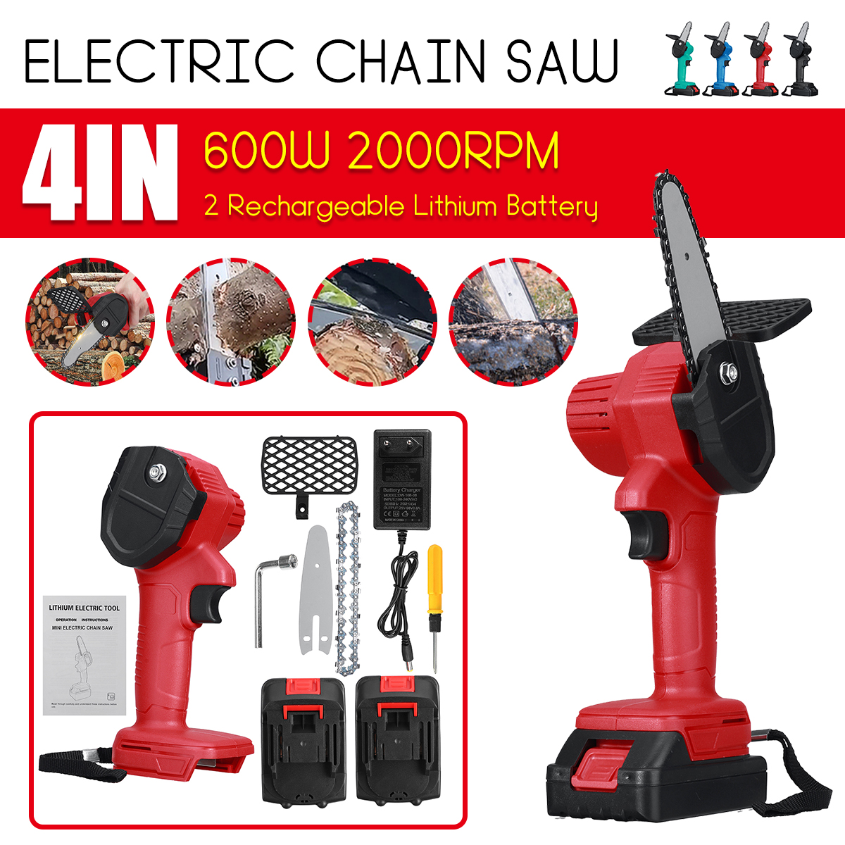 4-Inch-600W-88VF-Cordless-Electric-Chain-Saw-One-Hand-Cutter-Woodworking-ChainSaw-W-12-Battery-1874432-2