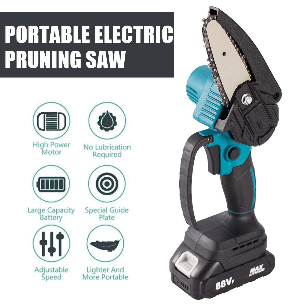4-Inch-88VF-Cordless-Electric-Chain-Saw-One-Hand-Saw-Woodworking-Tool-W-None1pc2pcs-Display-Battery--1907389-2