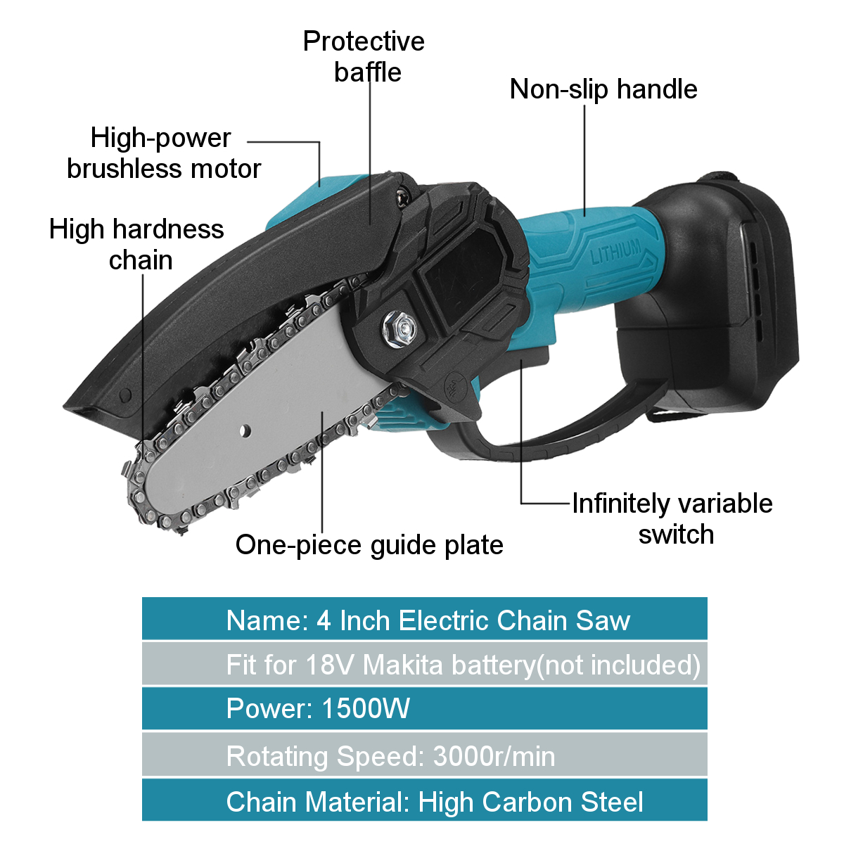 4-Inch-Electric-Chain-Saw-Cordless-Chainsaw-Multi-function-Woodworking-Wood-Cutter-For-Makita-18V-Ba-1861026-4