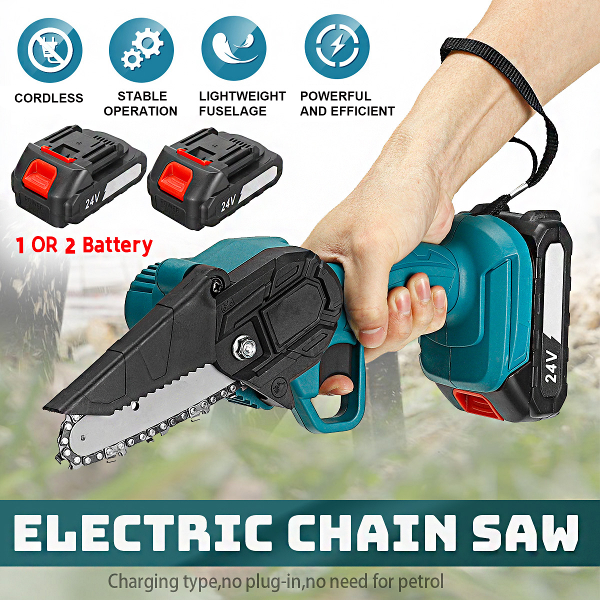 4-Inch-Electric-Chainsaws-Rechargeable-Portable-Chain-Saw-Woodworking-Tool-Wood-Cutter-W-12-Battery-1860314-2
