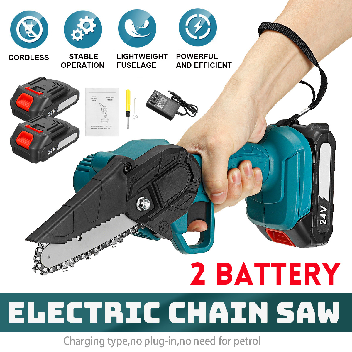 4-Inch-Electric-Chainsaws-Rechargeable-Portable-Chain-Saw-Woodworking-Tool-Wood-Cutter-W-12-Battery-1860314-4