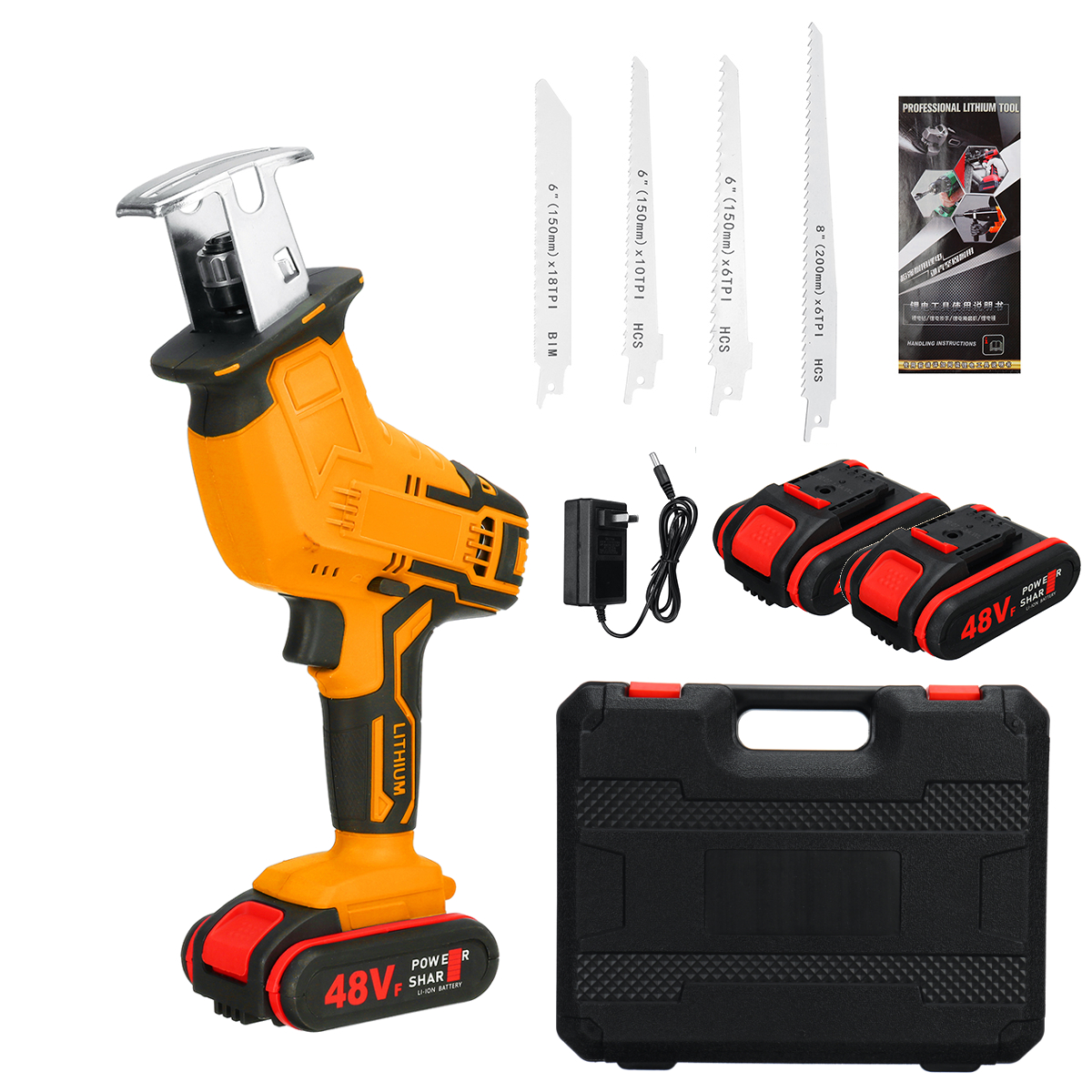 48V-Cordless-Reciprocating-Saw-With-Battery-Charger-recip-Sabre-Saw-New-Power-Tool-1734472-14