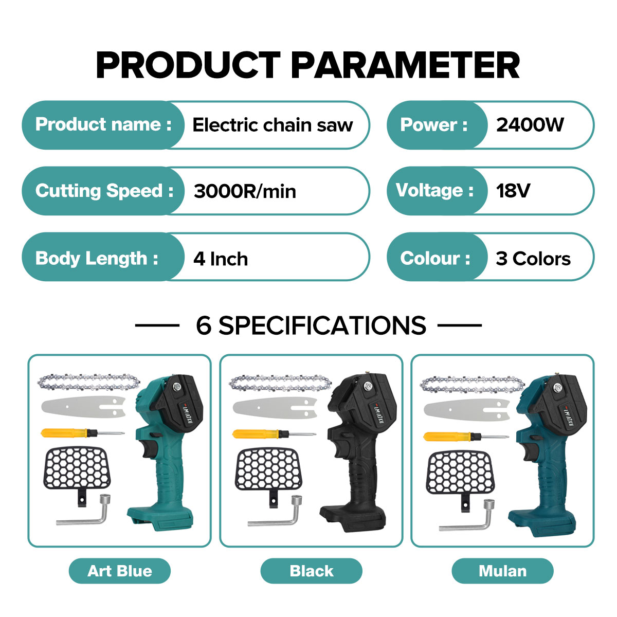 4Inch-2500W-Electric-Chain-Saw-Portable-Woodworking-Wood-Cutter-For-Makita-18V-Battery-1852917-10