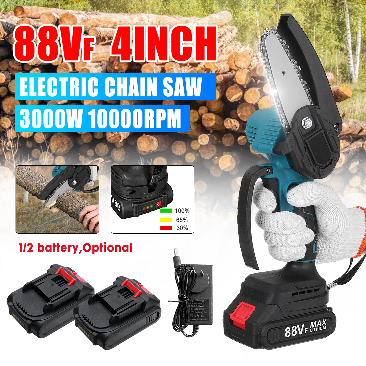 4quot-88VF-Cordless-Electric-Chainsaw-Rechargeable-Woodworking-Saw-Wood-Cutter-W-None12-Battery-For--1856704-1