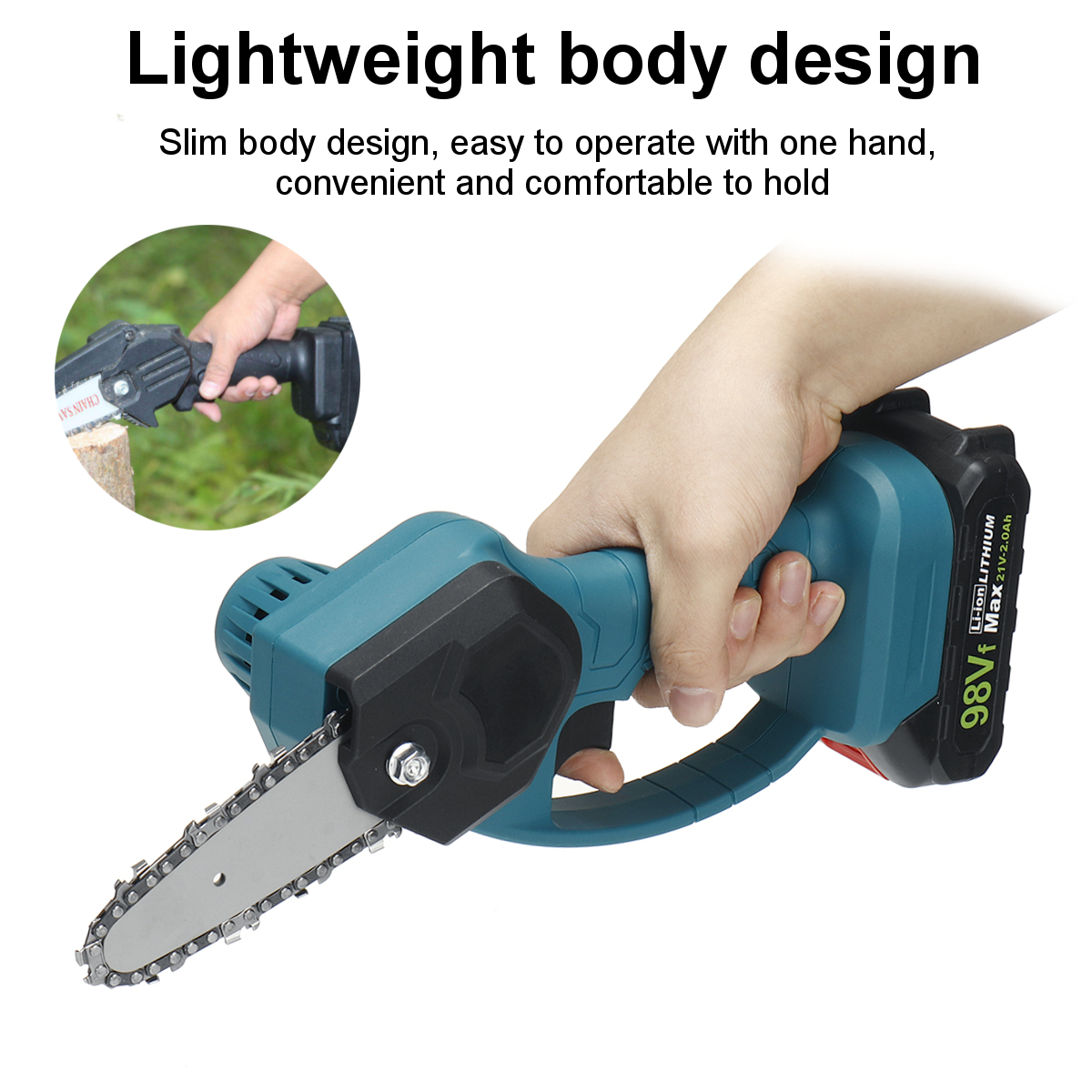 550W-21V-4inch-One-Hand-Woodworking-Electric-Chain-Saw-Wood-Cutter-Cordless-1807129-4