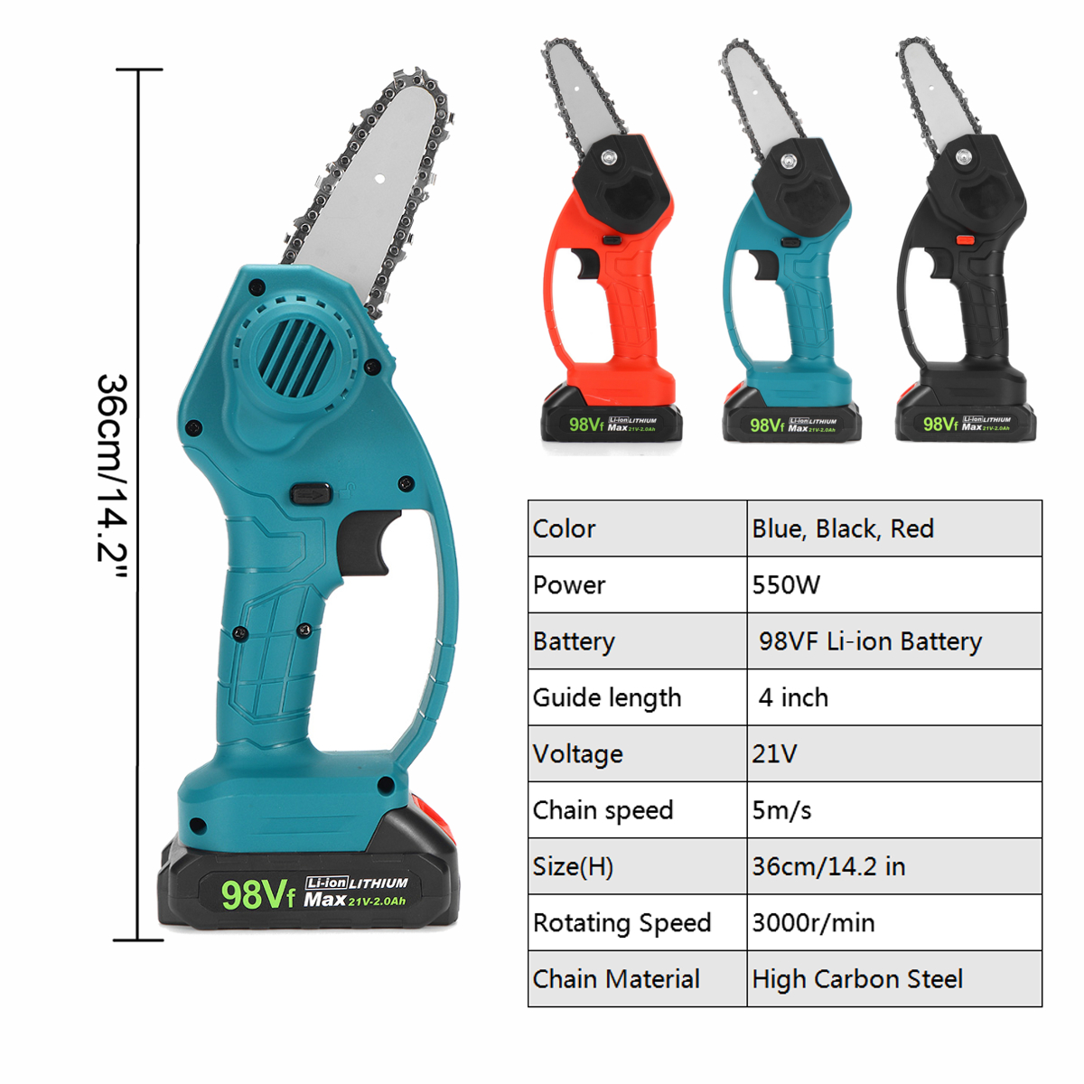 550W-21V-4inch-One-Hand-Woodworking-Electric-Chain-Saw-Wood-Cutter-Cordless-1807129-10