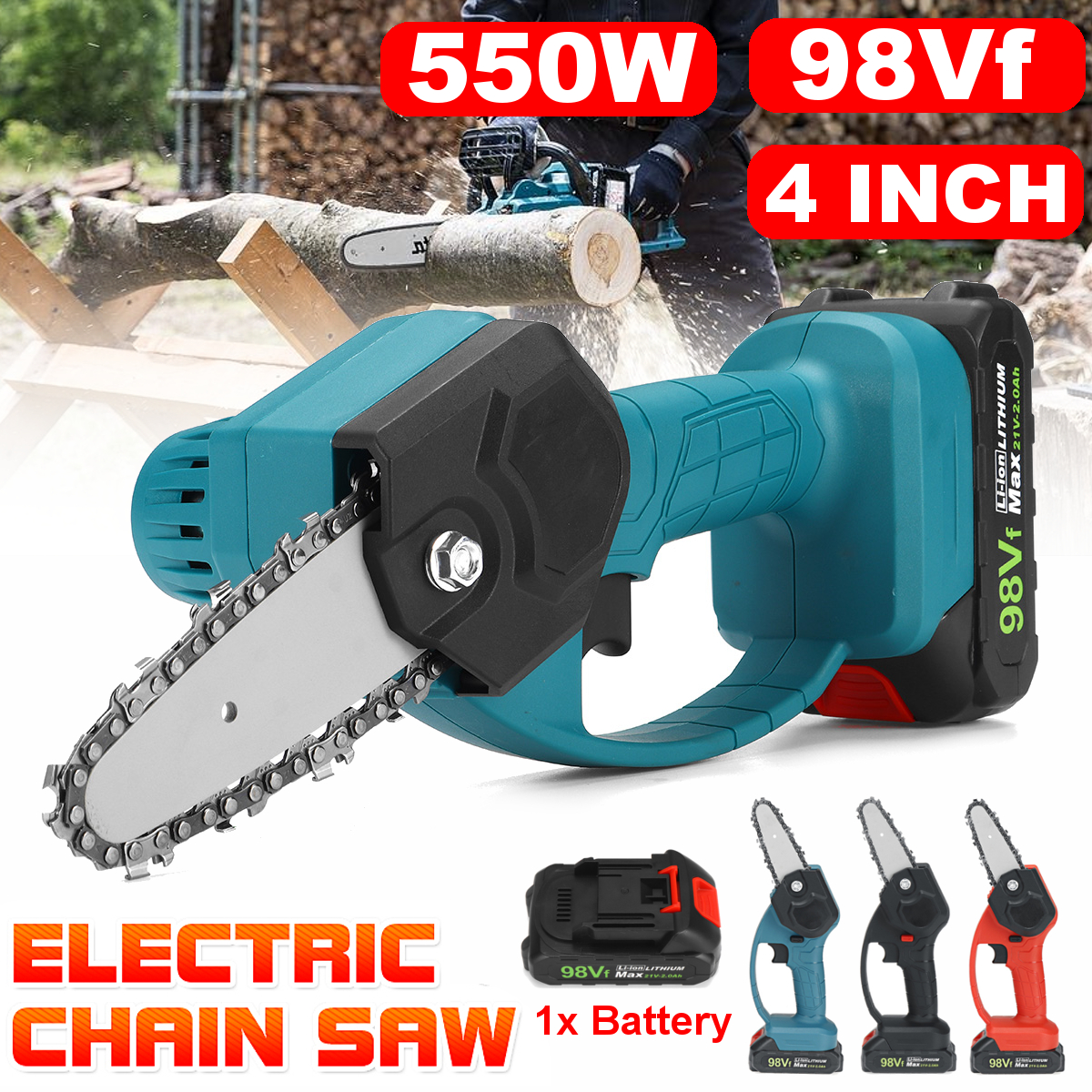550W-98VF-4inch-Rechargeable-Electric-Chain-Saw-Woodworking-Cutting-Saw-W-1pc-Battery-1792714-1