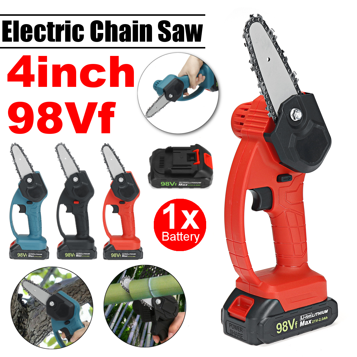 550W-98VF-4inch-Rechargeable-Electric-Chain-Saw-Woodworking-Cutting-Saw-W-1pc-Battery-1792714-2