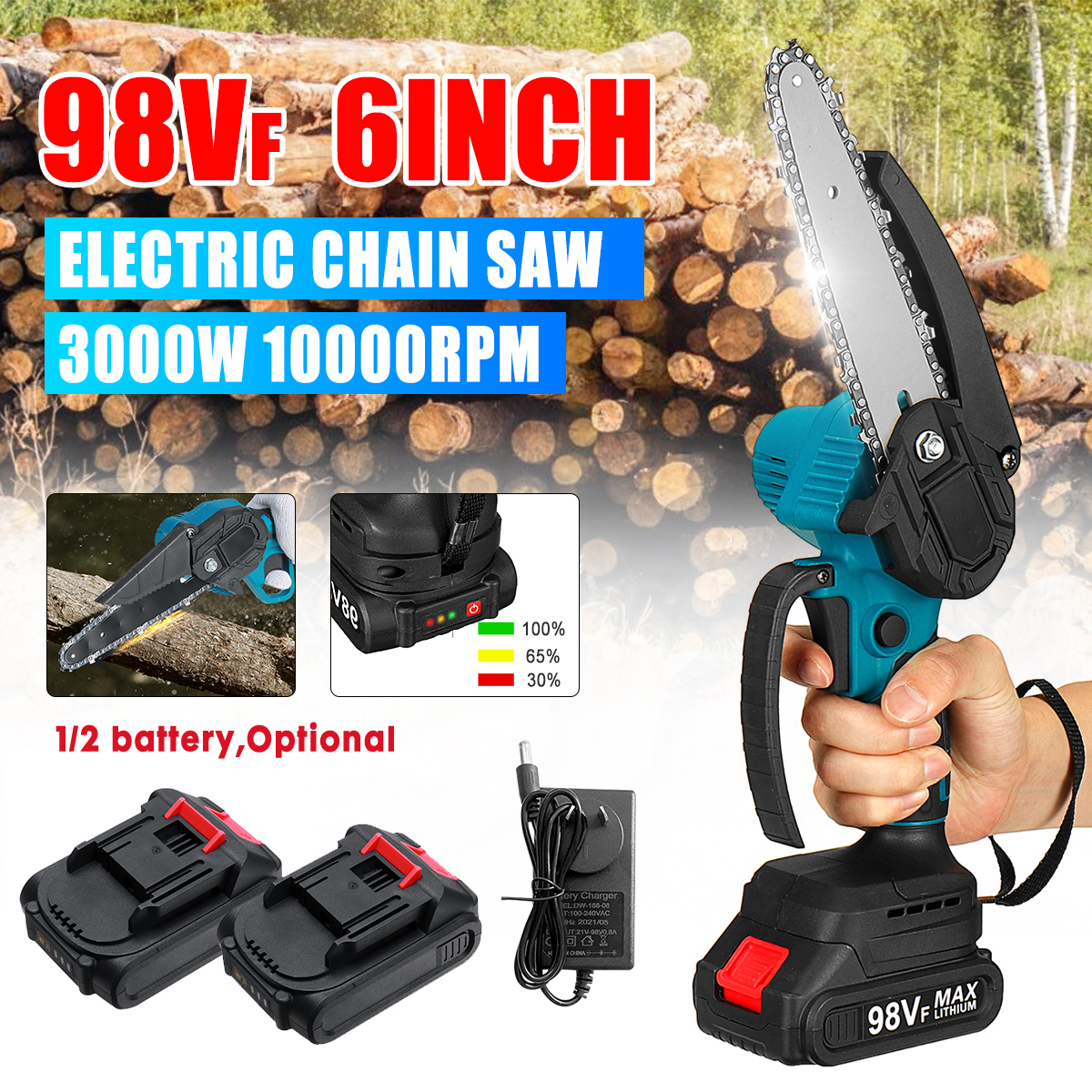 6-Inch-98VF-3000W-10000rpm-Mini-Electric-Chainsaw-Battery-Indicator-Portable-Woodworking-Wood-Cutter-1858363-1
