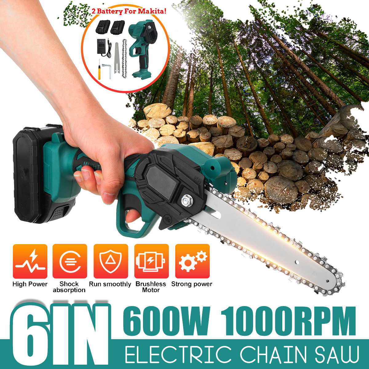 6inch-600W-Portable-Electric-Chain-Saw-Rechargeable-Saws-Wood-Cutter-Woodworking-Tool-W-2pcs-Battery-1827209-1