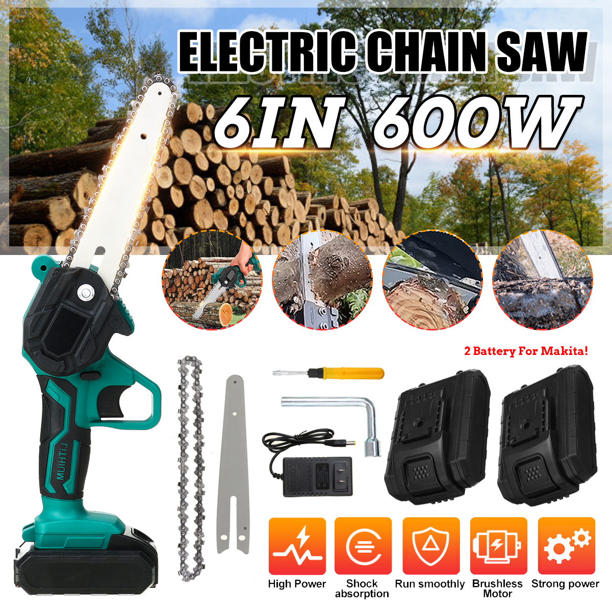 6inch-600W-Portable-Electric-Chain-Saw-Rechargeable-Saws-Wood-Cutter-Woodworking-Tool-W-2pcs-Battery-1827209-2
