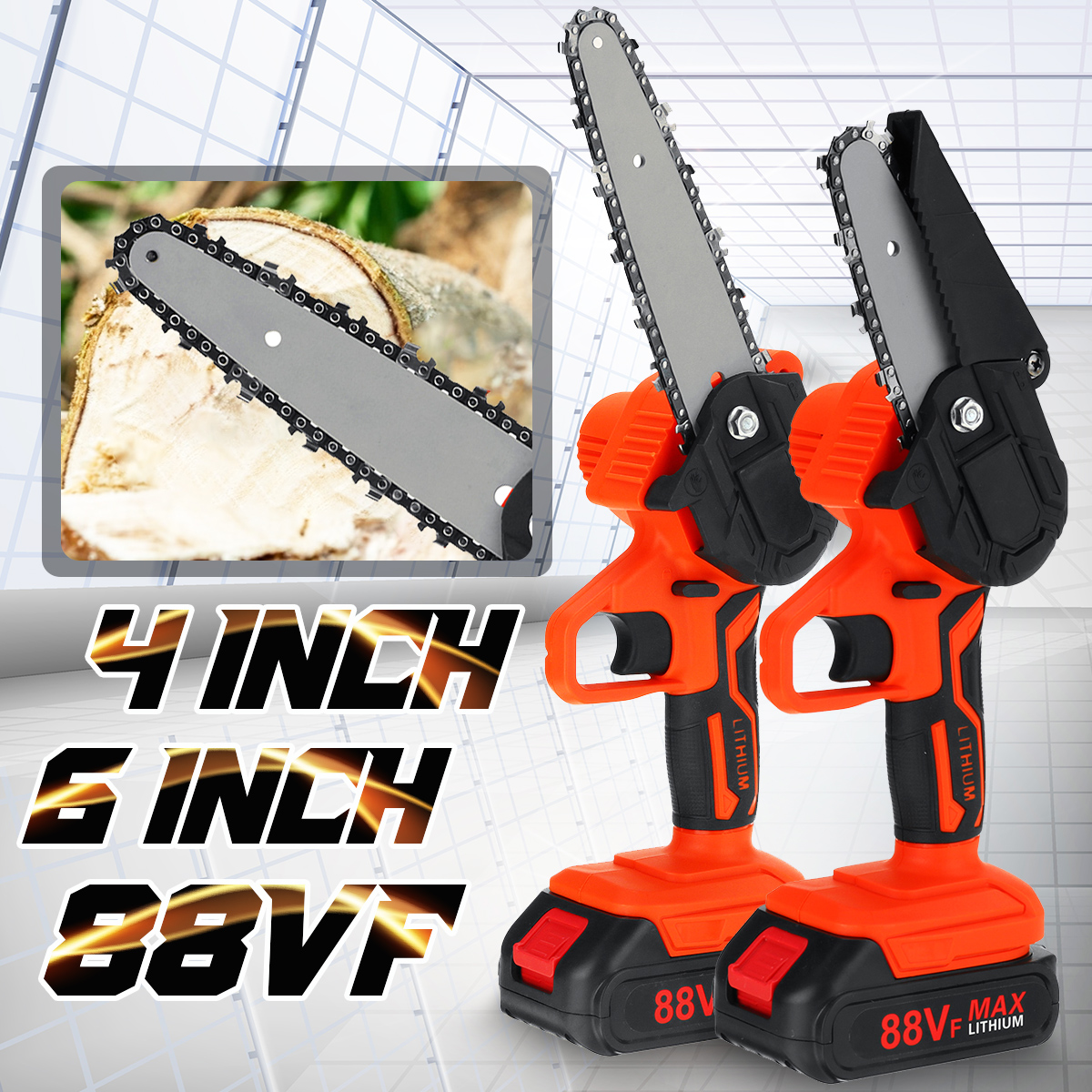 88VF-4Inch-6Inch-Cordless-Electric-Chain-Saw-One-Hand-Mini-Saw-Wood-Cutter-Woodworking-Tool-W-12-Bat-1870556-2