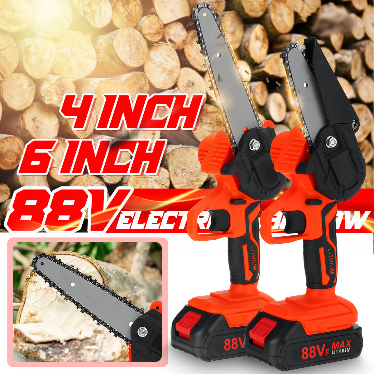 88VF-4Inch-6Inch-Cordless-Electric-Chain-Saw-One-Hand-Mini-Saw-Wood-Cutter-Woodworking-Tool-W-12-Bat-1870556-4