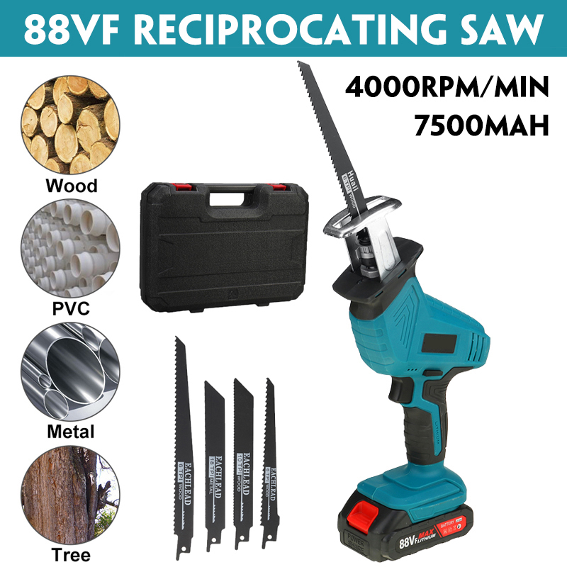 88VF-Electric-Reciprocating-Saw-Variable-Speed-Metal-Wood-Cutting-Tool-W-4pcs-Blades--Plastic-Case---1866215-3