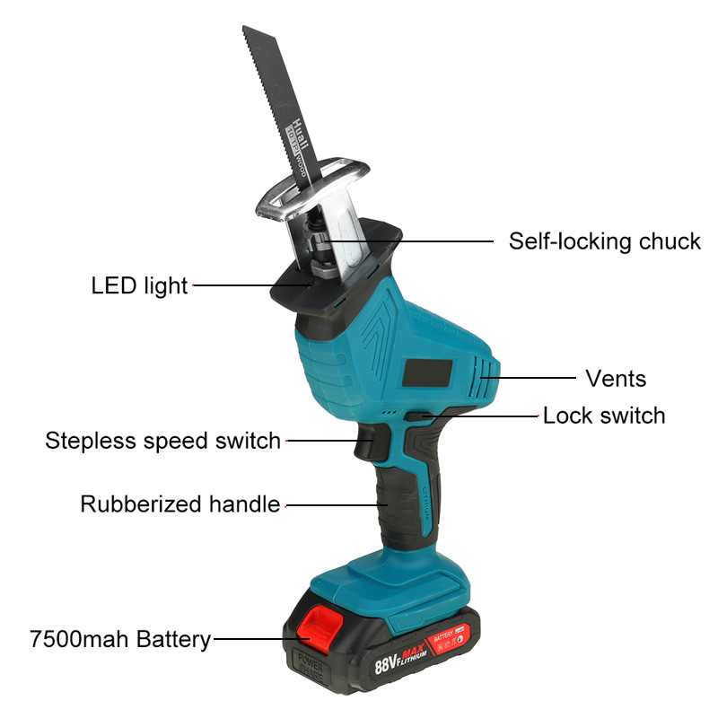 88VF-Electric-Reciprocating-Saw-Variable-Speed-Metal-Wood-Cutting-Tool-W-4pcs-Blades--Plastic-Case---1866215-7