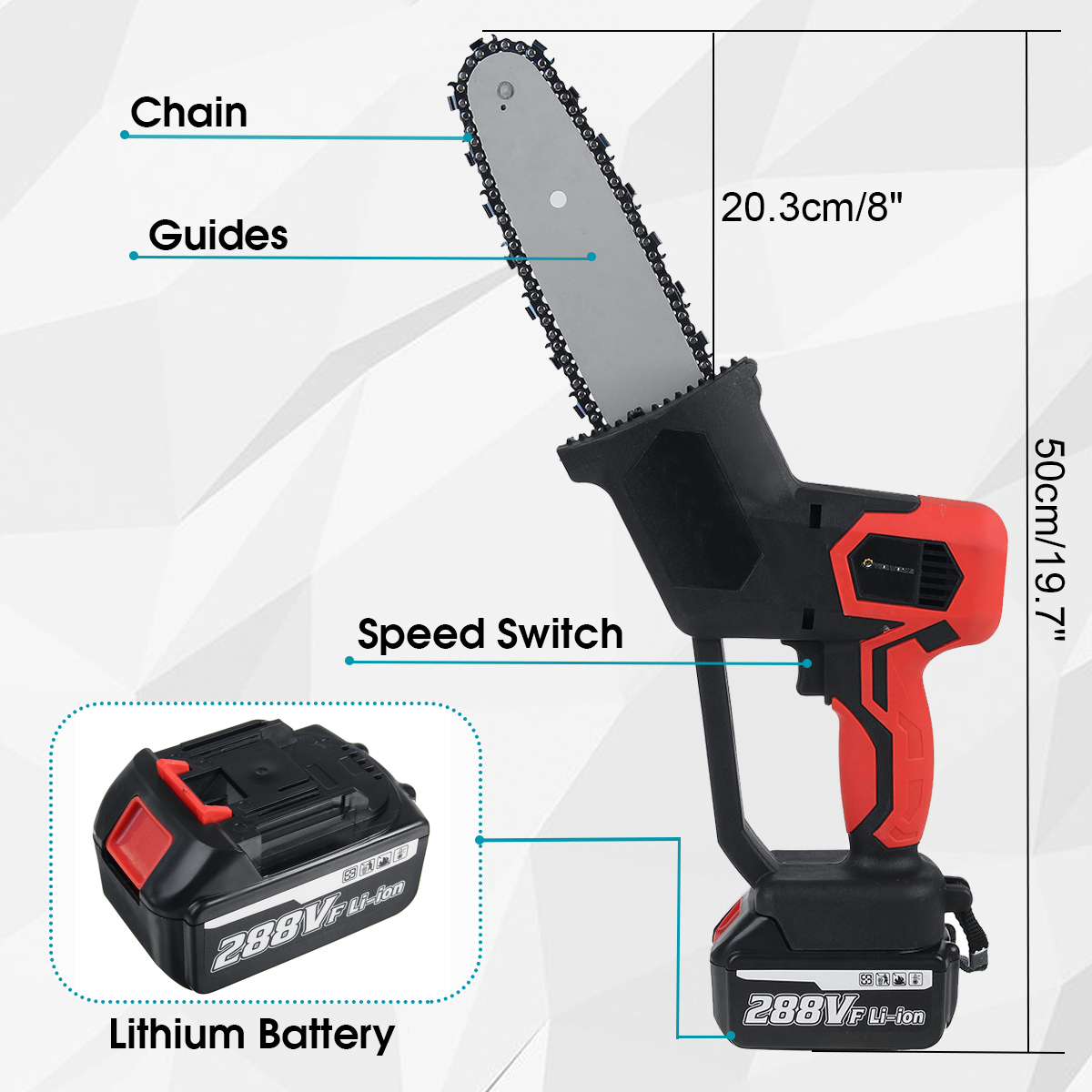 8inch-21V-1500W-Electric-Chainsaw-Cordless-One-Hand-Saw-Chain-Saw-Woodworking-Tool-W-12pcs-Battery-1833792-8