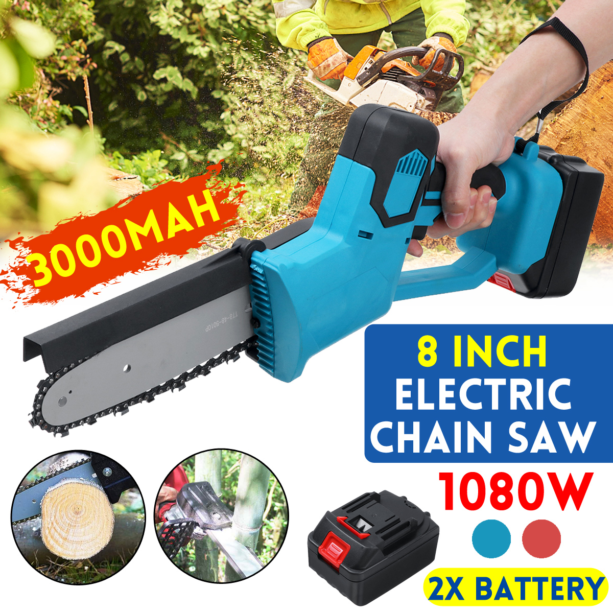 8quot-Rechargeable-Electric-Chainsaw-Chain-Saw-Handheld-Cutting-Tool-W-Two-Battery-1764519-1