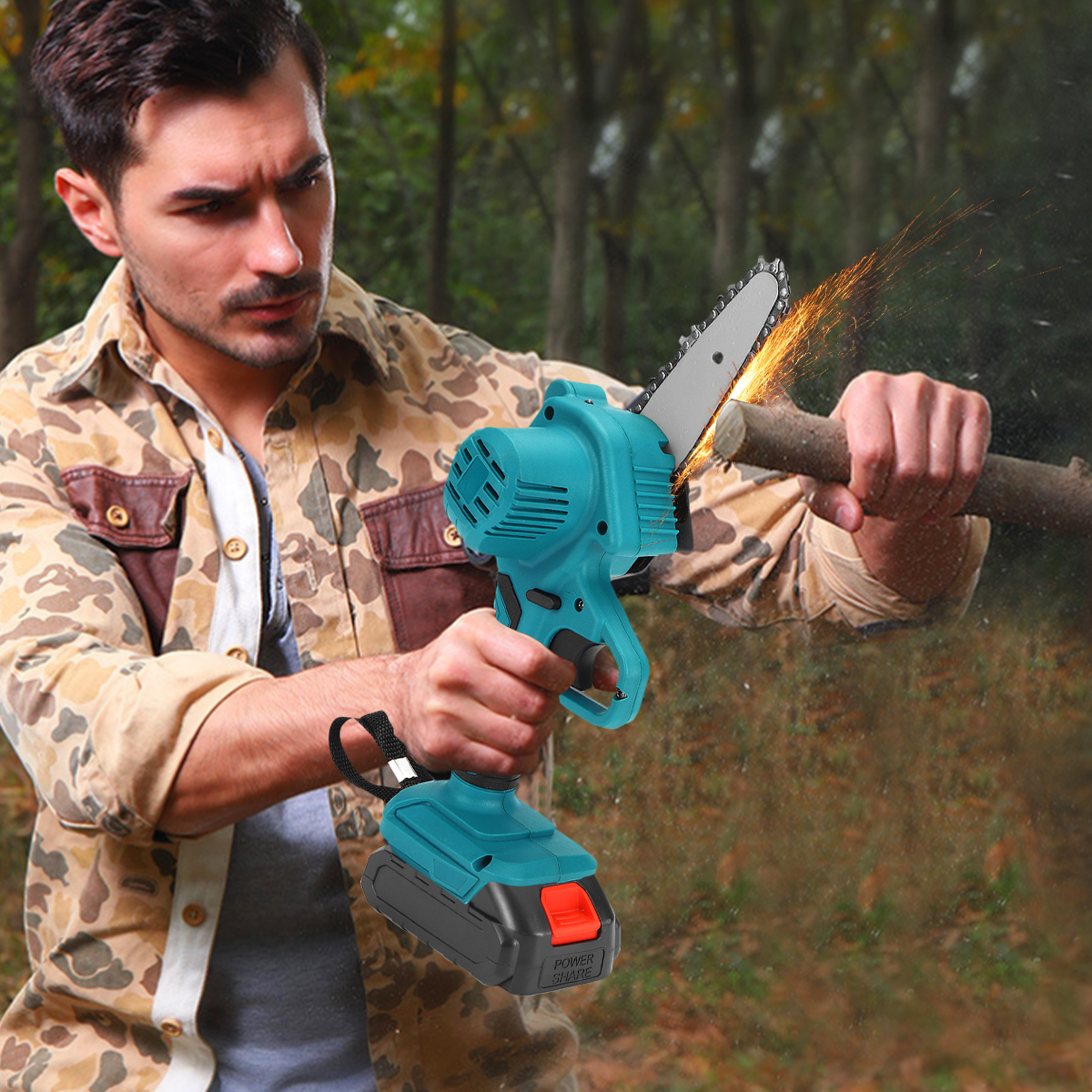 Doersupp-4Inch-Rechargable-Mini-Electric-Chainsaw-One-handed-Electric-Saws-For-Cutting-Pruning-Wood--1837623-4