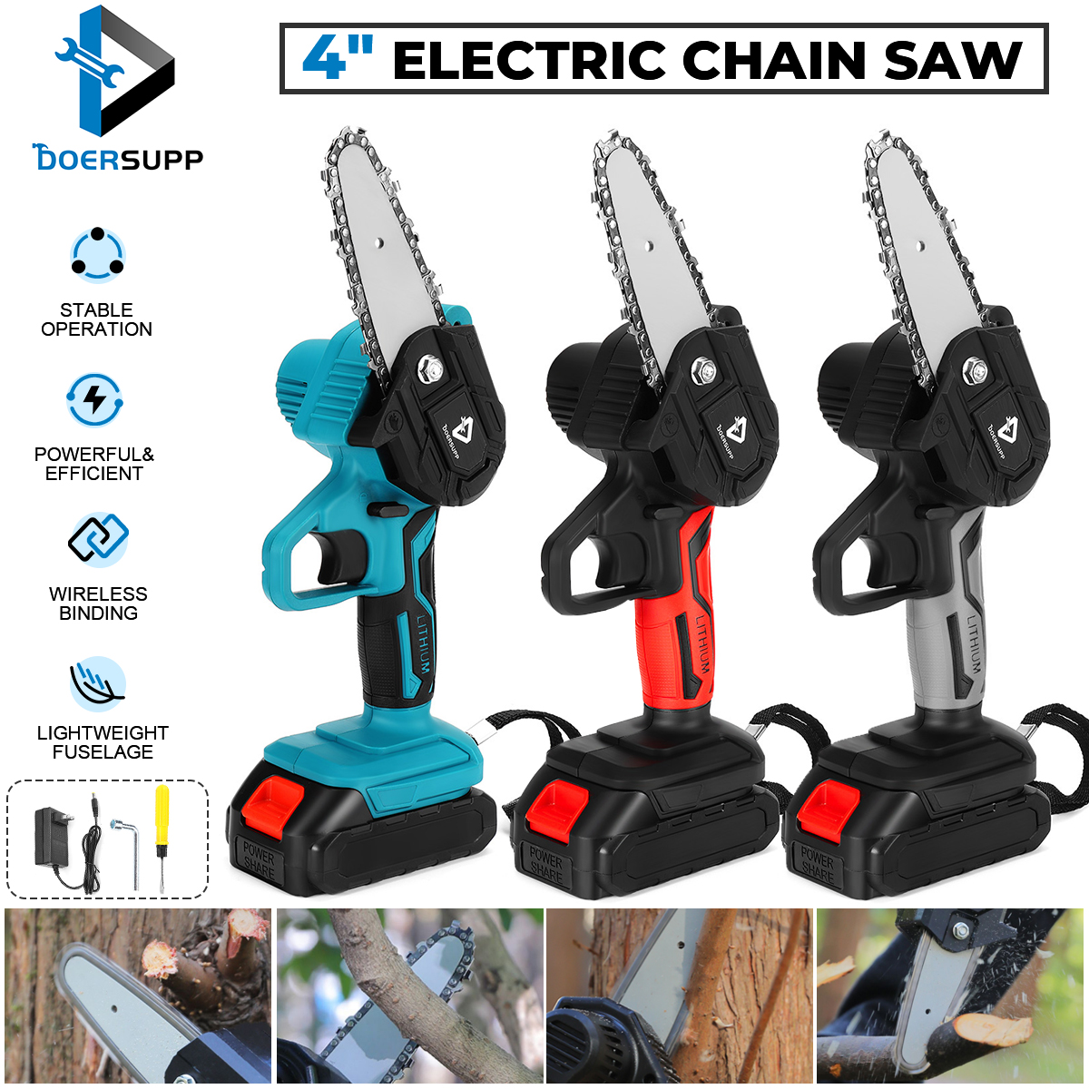 Doersupp-4Inch-Rechargable-Mini-Electric-Chainsaw-One-handed-Electric-Saws-For-Cutting-Pruning-Wood--1837623-5