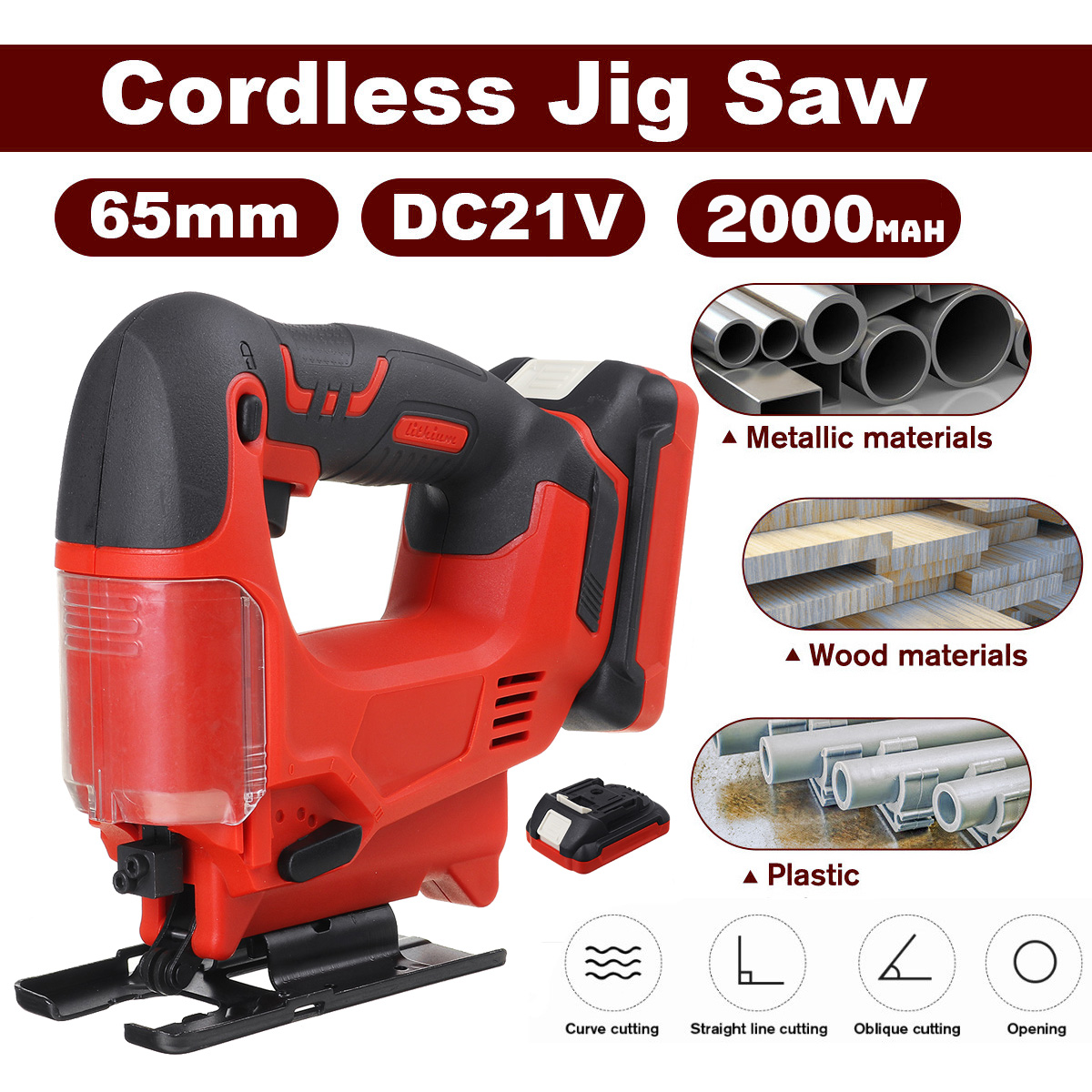 Drillpro-2000mAh-Electric-Saws-Cordless-Jig-Saw-Angle-Adjustble-65mm-Cutting-Depth-With-1-Or-2-Batte-1840189-1