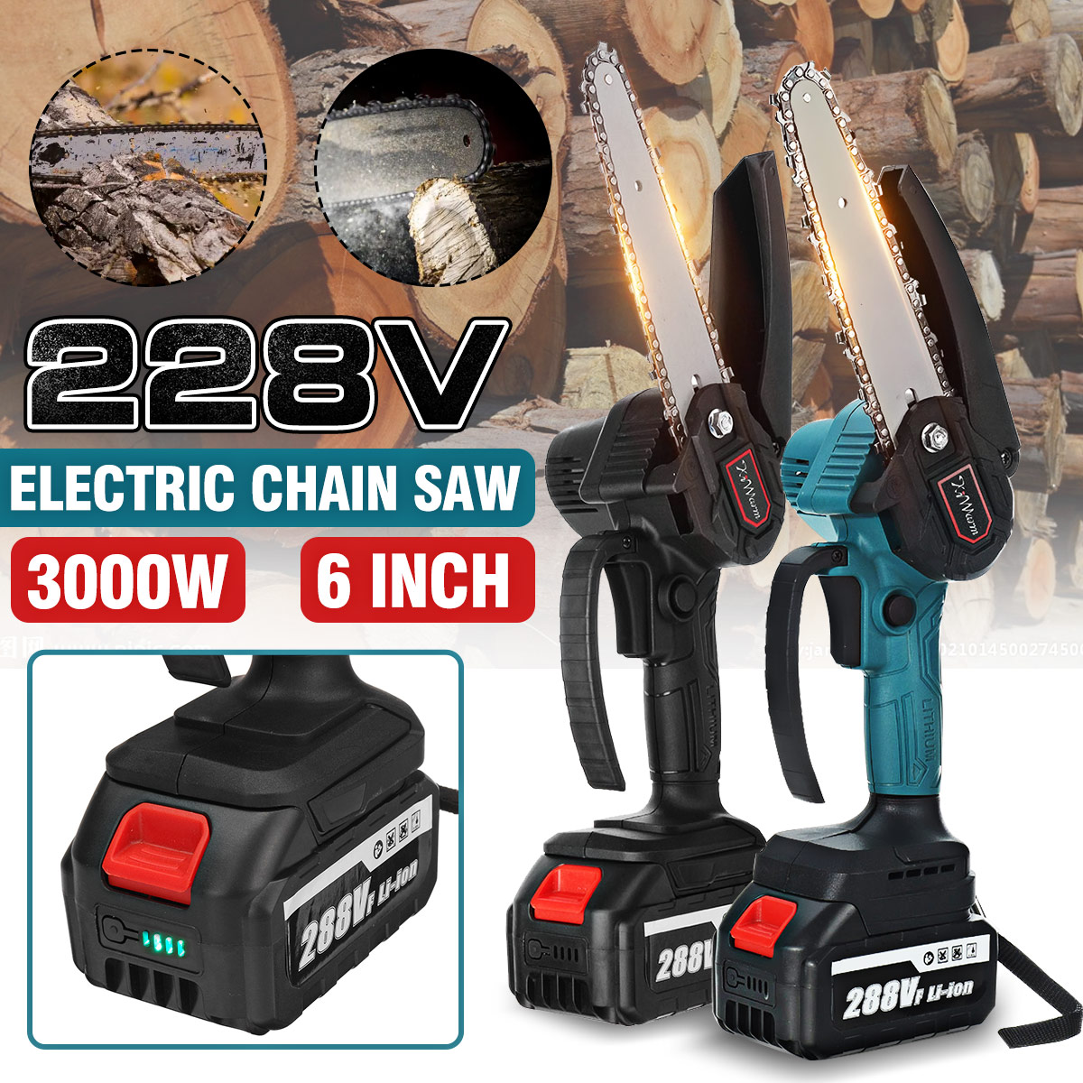 Kiwarm-288VF-6-Inch-Electric-Saw-Cordless-Rechargable-Electric-Chain-Saw-One-hand-Wood-Work-Cutter-G-1852893-3