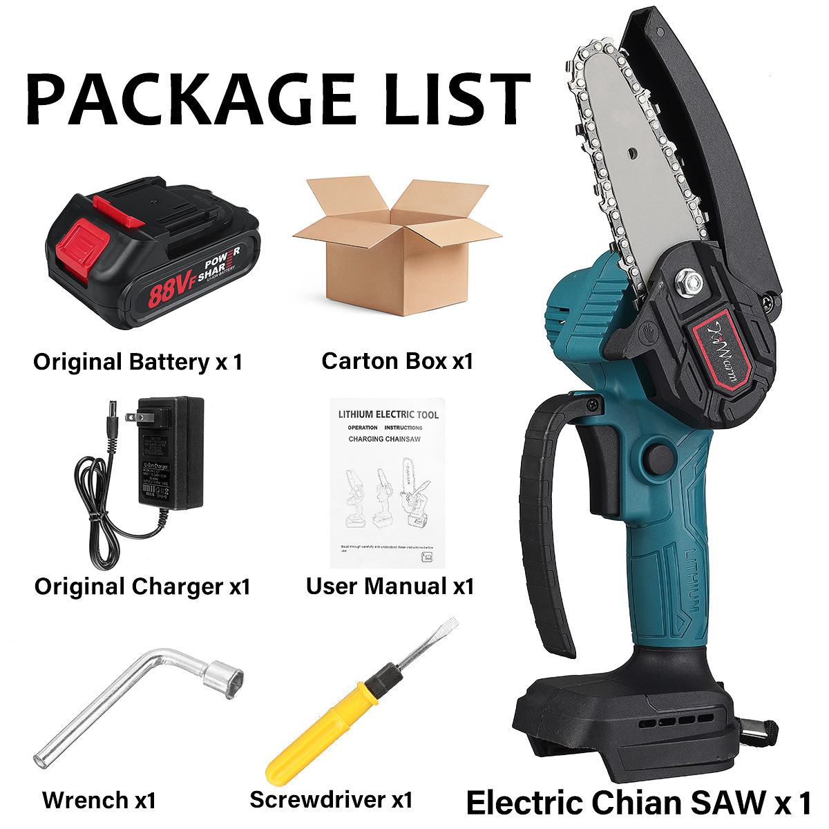 Kiwarm-88VF-4-Inch-Mini-Cordless-Electric-Chainsaw-Rechargeable-Wood-Cutter-One-Hand-Saw-W-12-Batter-1874632-16