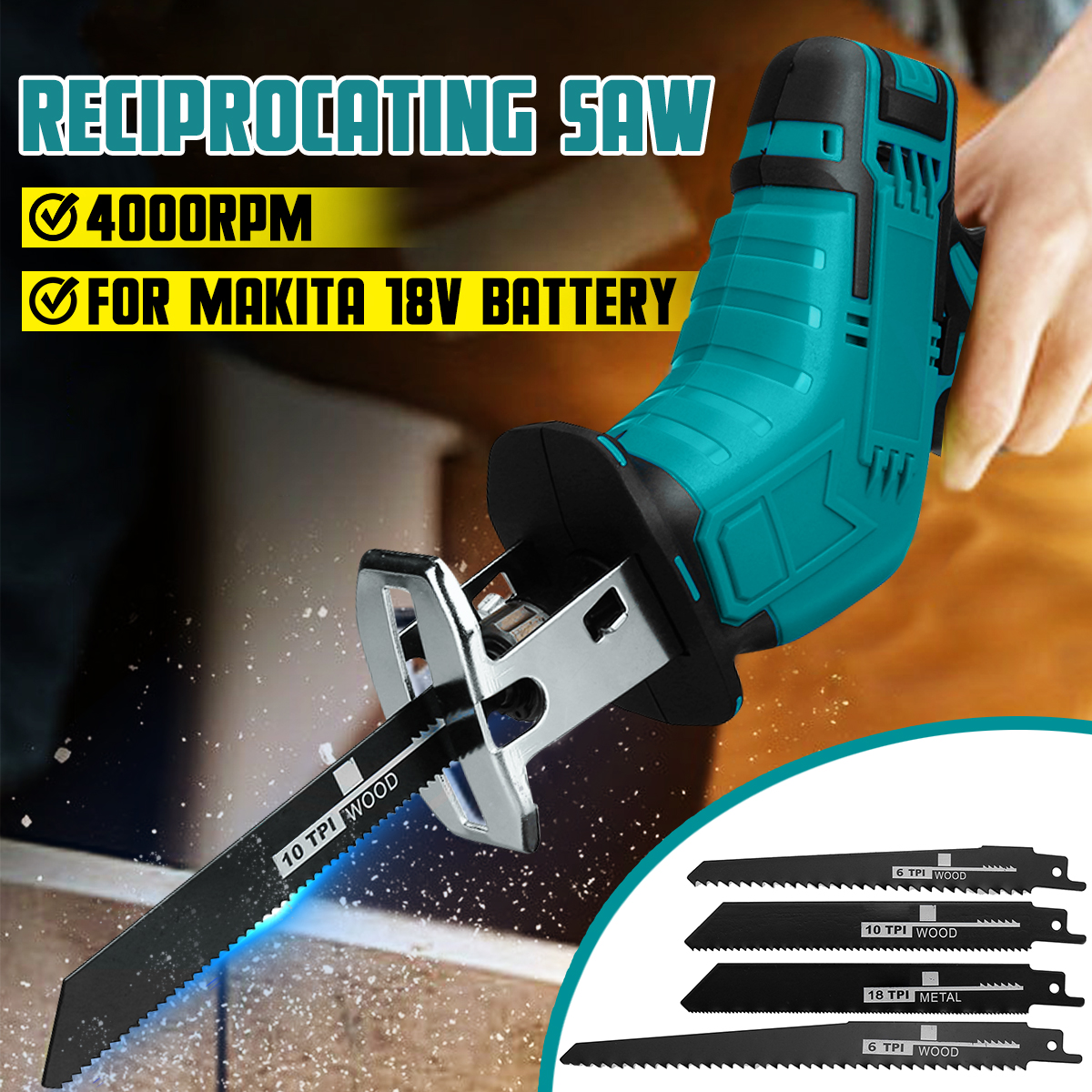 VIOLEWORKS-18V-Cordless-Reciprocating-Saw-Body-With-4-Saw-Blades-Woodworking-Pruning-Saw-For-Makita--1765726-2