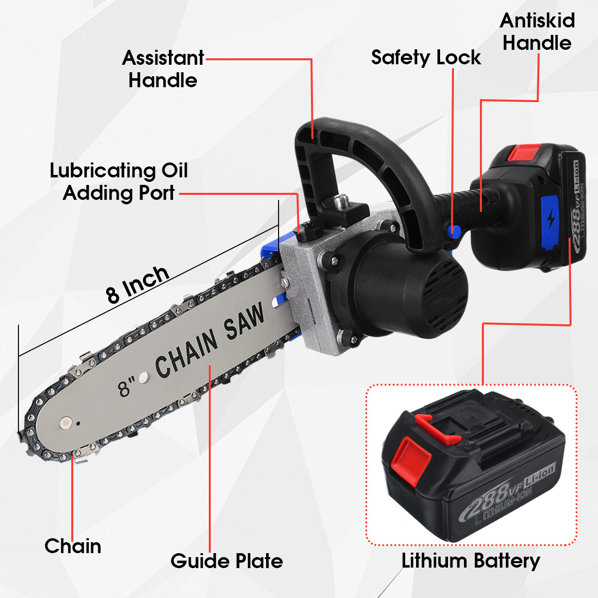 VIOLEWORKS-288VF-8Inch-Electric-Cordless-One-Hand-Saw-Chain-Saw-22980-mAh-Woodworking-Rechargable-Ch-1848005-5