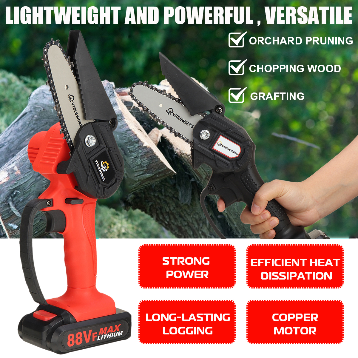 VIOLEWORKS-4-Inch-88VF-Cordless-Electric-Chain-Saw-1500W-One-Hand-Saw-LED-Woodworking-Wood-Cutter-W--1868924-1