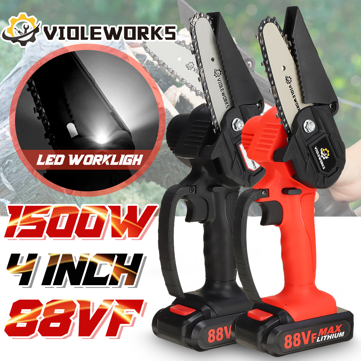 VIOLEWORKS-4-Inch-88VF-Cordless-Electric-Chain-Saw-1500W-One-Hand-Saw-LED-Woodworking-Wood-Cutter-W--1868924-6