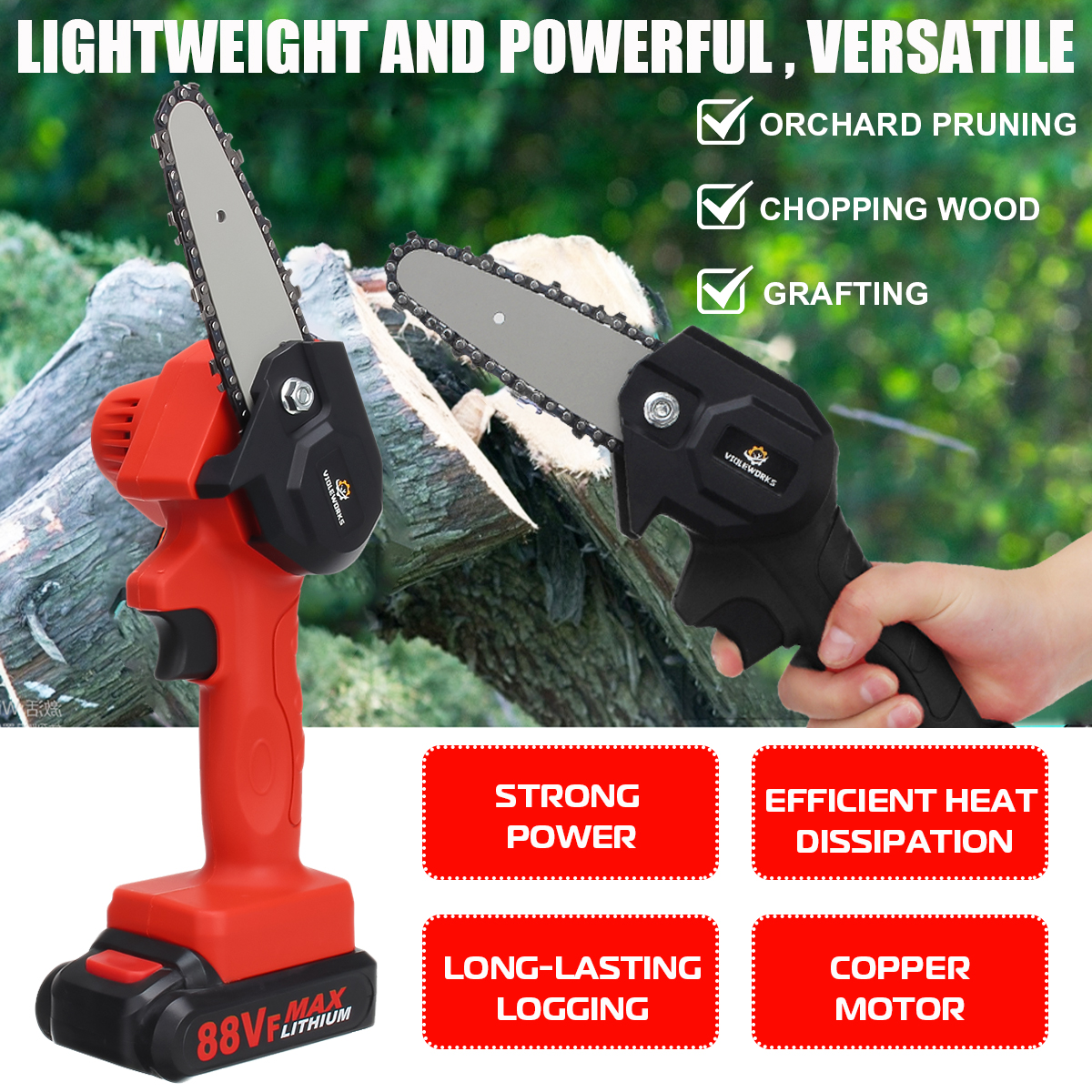VIOLEWORKS-4-Inch-88VF-Cordless-Electric-Chain-Saw-1500W-One-Hand-Saw-Woodworking-Wood-Cutter-W-12-B-1868917-3