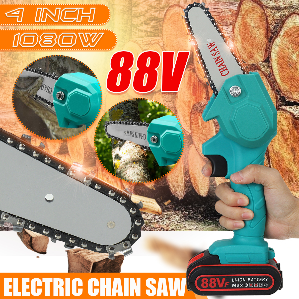 VIOLEWORKS-4-Inches-88VF-Cordless-Electric-One-Hand-Saw-Chain-Saw-Woodworking-Cutting-Tool-W-1pc-or--1784749-2