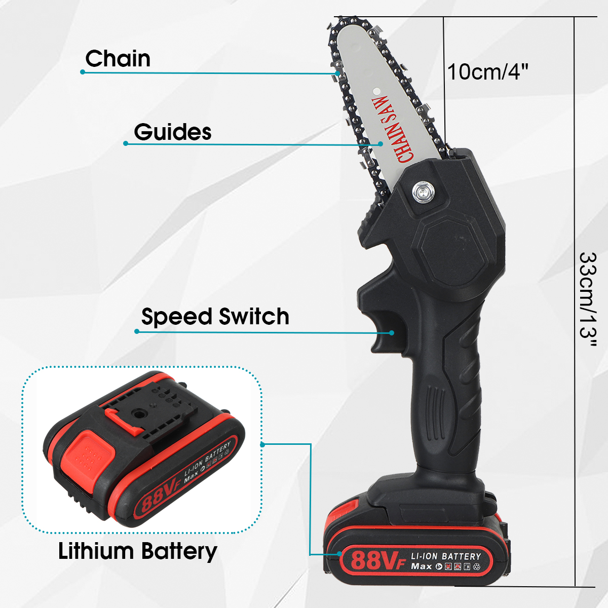 VIOLEWORKS-4-Inches-88VF-Cordless-Electric-One-Hand-Saw-Chain-Saw-Woodworking-Cutting-Tool-W-1pc-or--1784749-4