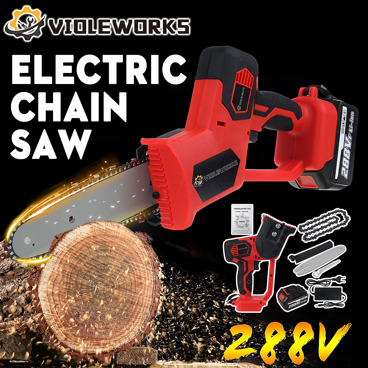 VIOLEWORKS-8-Inch-288VF-Electric-Chainsaw-Cordless-Wood-Cutter-One-Hand-Saw-Woodworking-Saw-with-12p-1768830-2