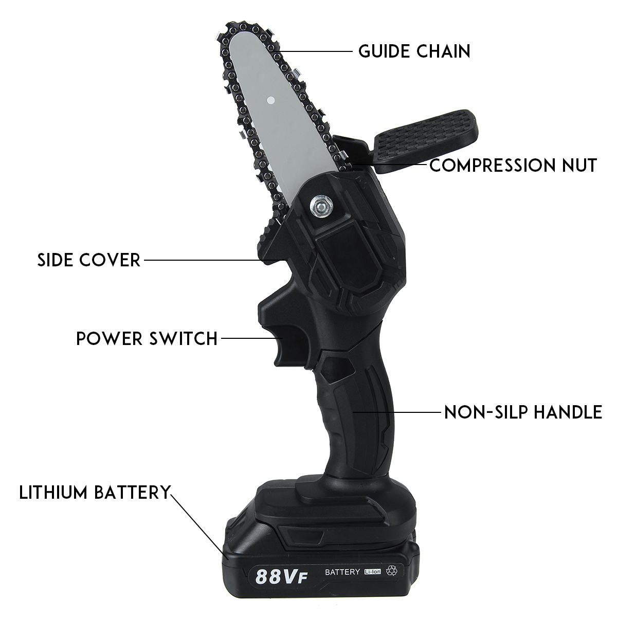 VIOLEWORKS-88V-800W-4-Inch-Portable-Electric-Saw-Pruning-Chain-Saw-Rechargeable-Woodworking-Power-To-1919275-4