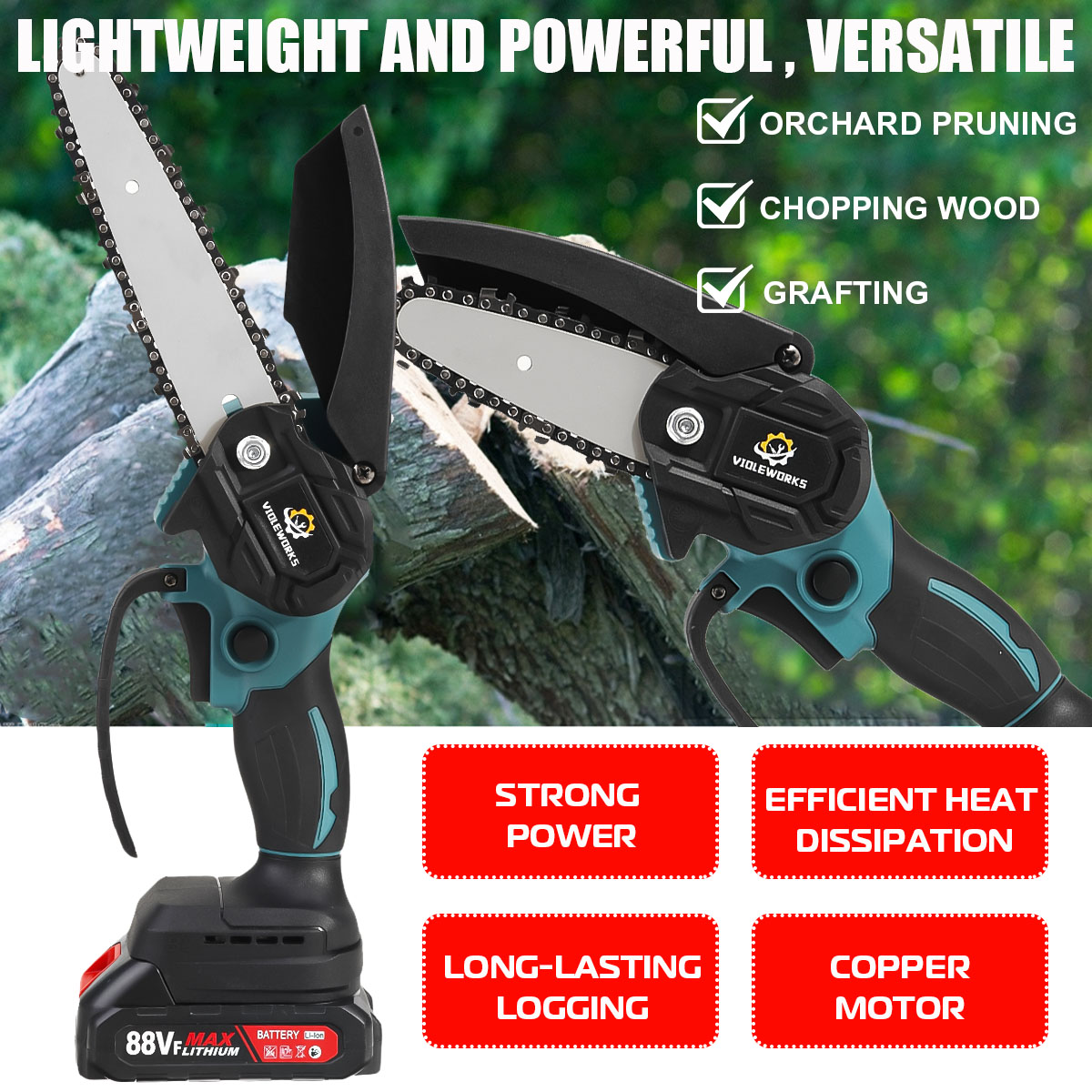 VIOLEWORKS-88VF-4quot-6quot-Brushless-Electric-Chain-Saw-Cordless-Pruning-Chainsaw-Wood-Cutter-For-M-1876282-3