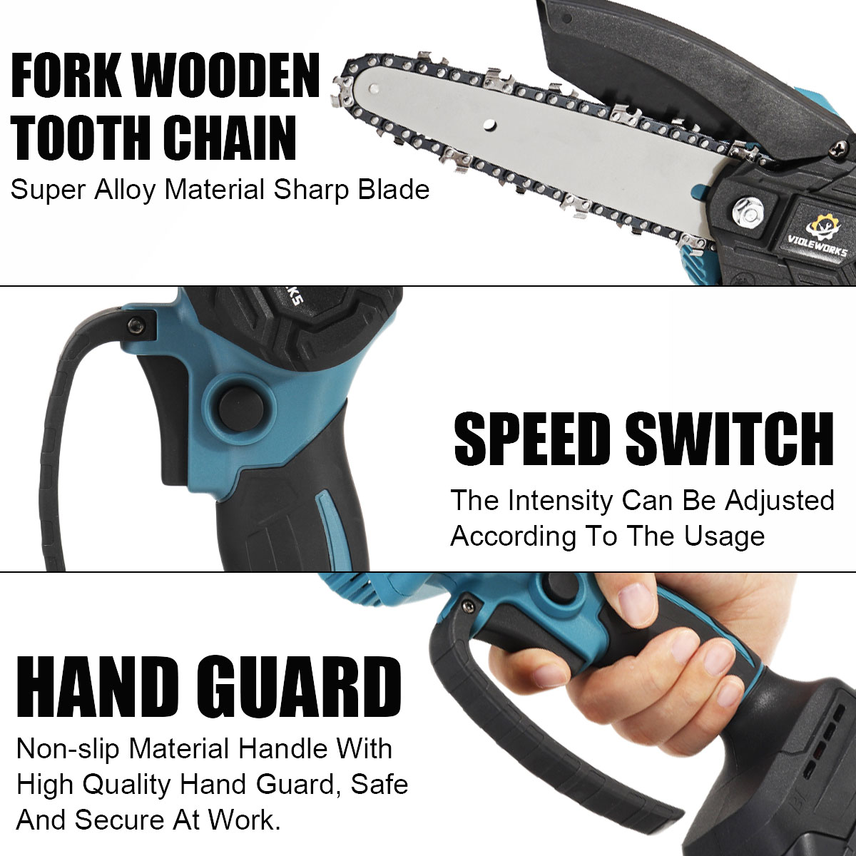 VIOLEWORKS-88VF-4quot-6quot-Brushless-Electric-Chain-Saw-Cordless-Pruning-Chainsaw-Wood-Cutter-For-M-1876282-8