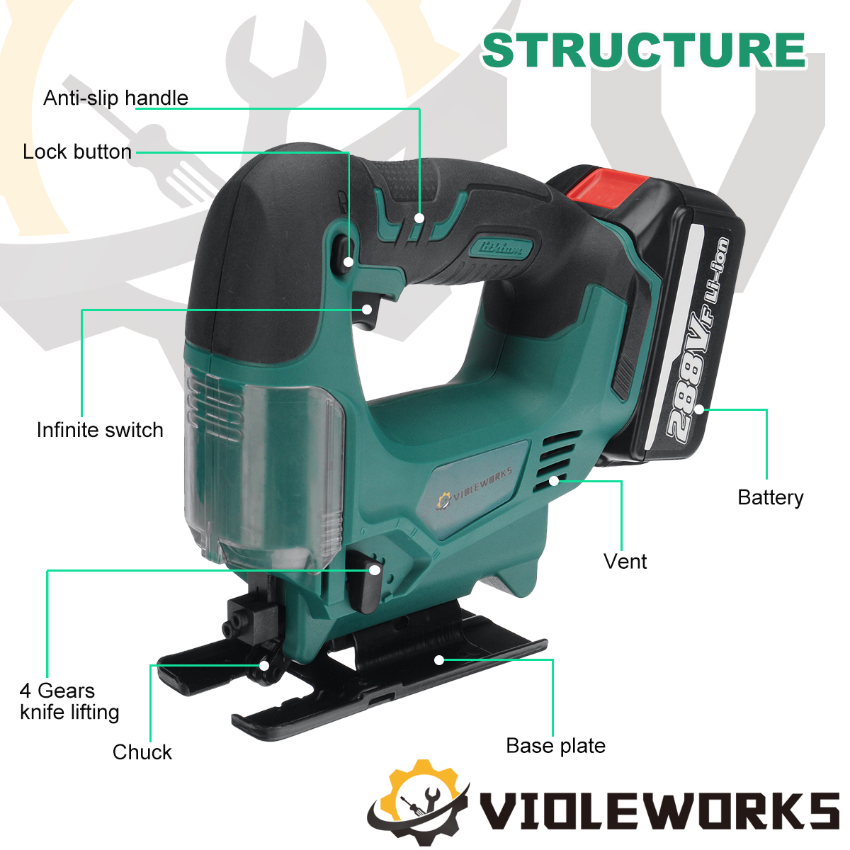 Violeworks-288VF-21V-Cordless-Jigsaw-Rechargeable-Electric-One-Hand-Jig-Saw-W-12pcs-Battery-1841577-7