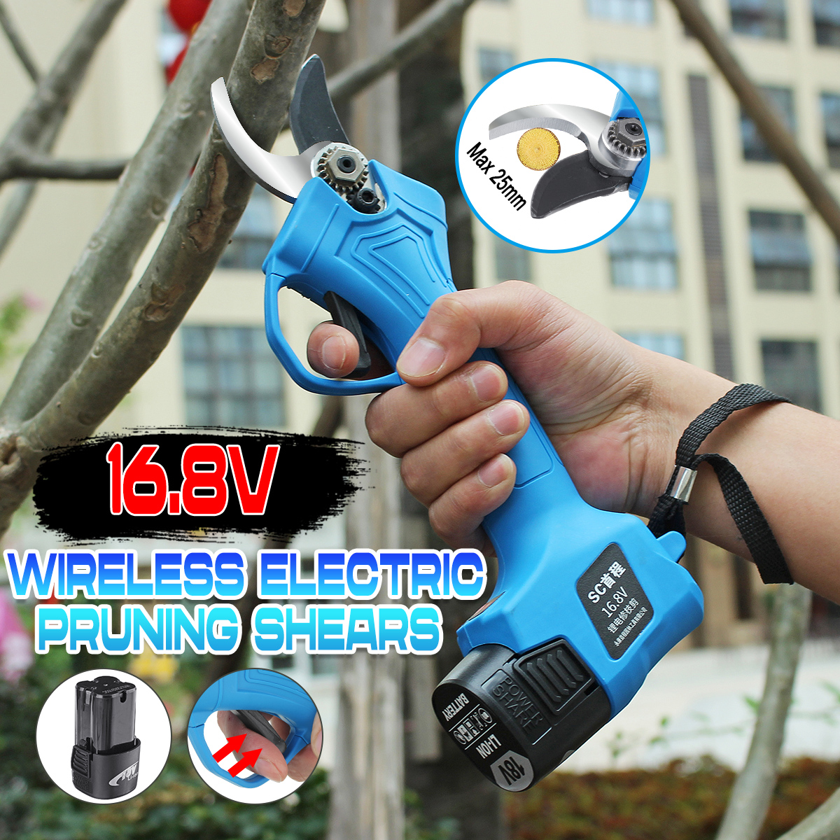 168V-Wireless-25mm-Rechargeable-Electric-Pruning-Shears-Scissors-Branch-Tree-Cutting-Trimming-Tools-1656246-2
