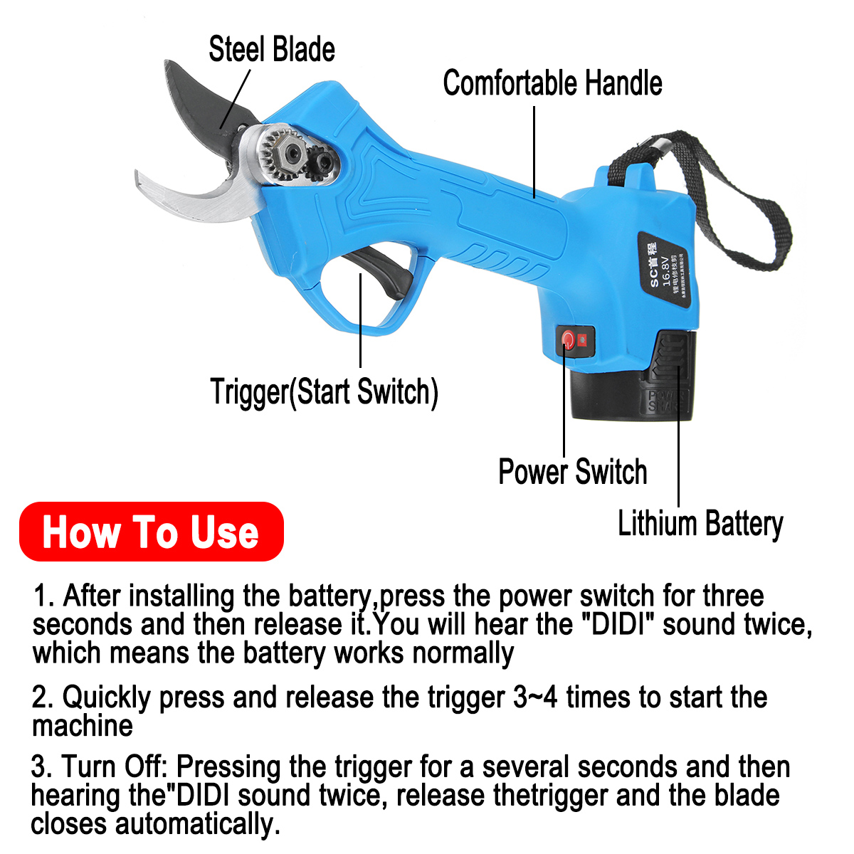 168V-Wireless-25mm-Rechargeable-Electric-Pruning-Shears-Scissors-Branch-Tree-Cutting-Trimming-Tools-1656246-3