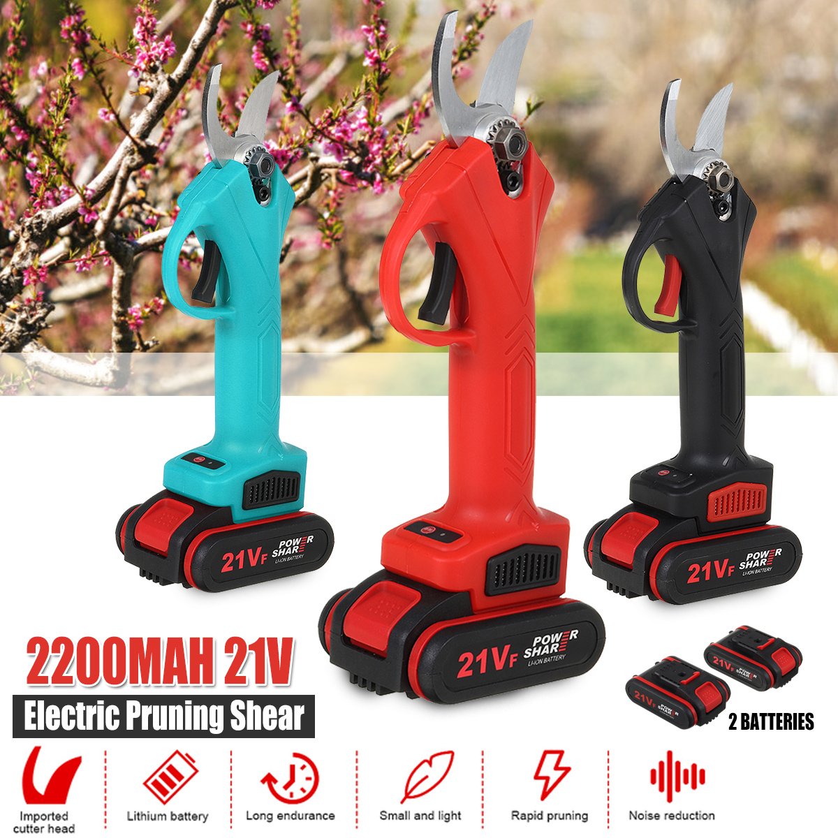 21V-Wireless-25mm-Rechargeable-Electric-Scissors-Branch-Pruning-Shear-Tree-Cutting-Tools-W-2-Battery-1749247-1