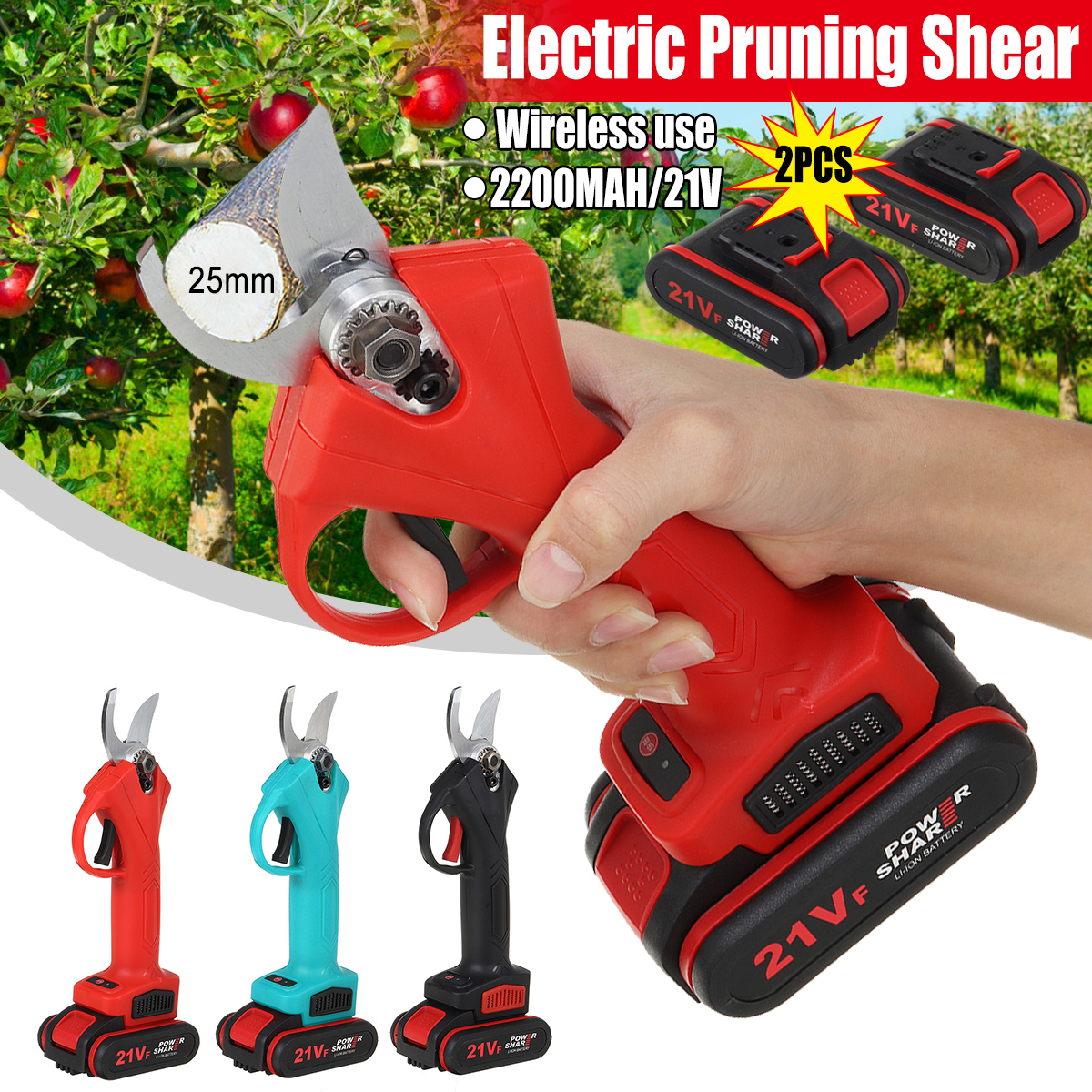 21V-Wireless-25mm-Rechargeable-Electric-Scissors-Branch-Pruning-Shear-Tree-Cutting-Tools-W-2-Battery-1749247-2