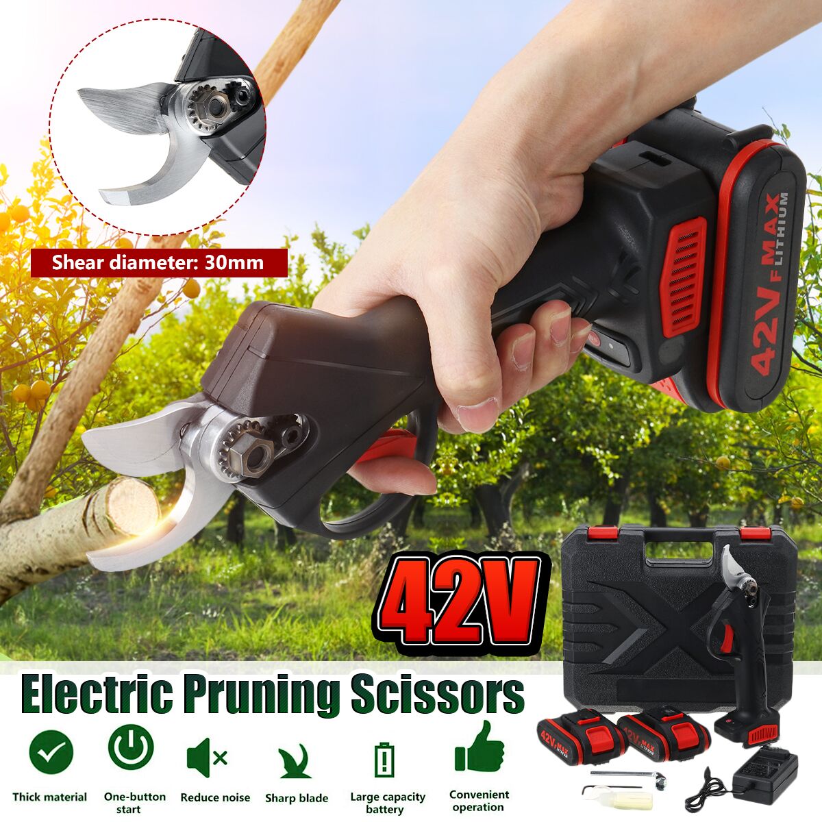 42VF-Rechargeable-Electric-Pruning-Shears-Scissors-Branch-Cutter-Garden-Tool-W-1-or-2-Li-ion-Battery-1709169-1