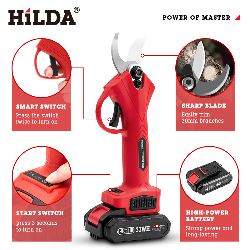HILDA-168V-15000mAh-Cordless-Electric-Pruning-Shears-Electric-Scissors-Ratchet-Cutter-30mm-Branch-Sh-1878979-3