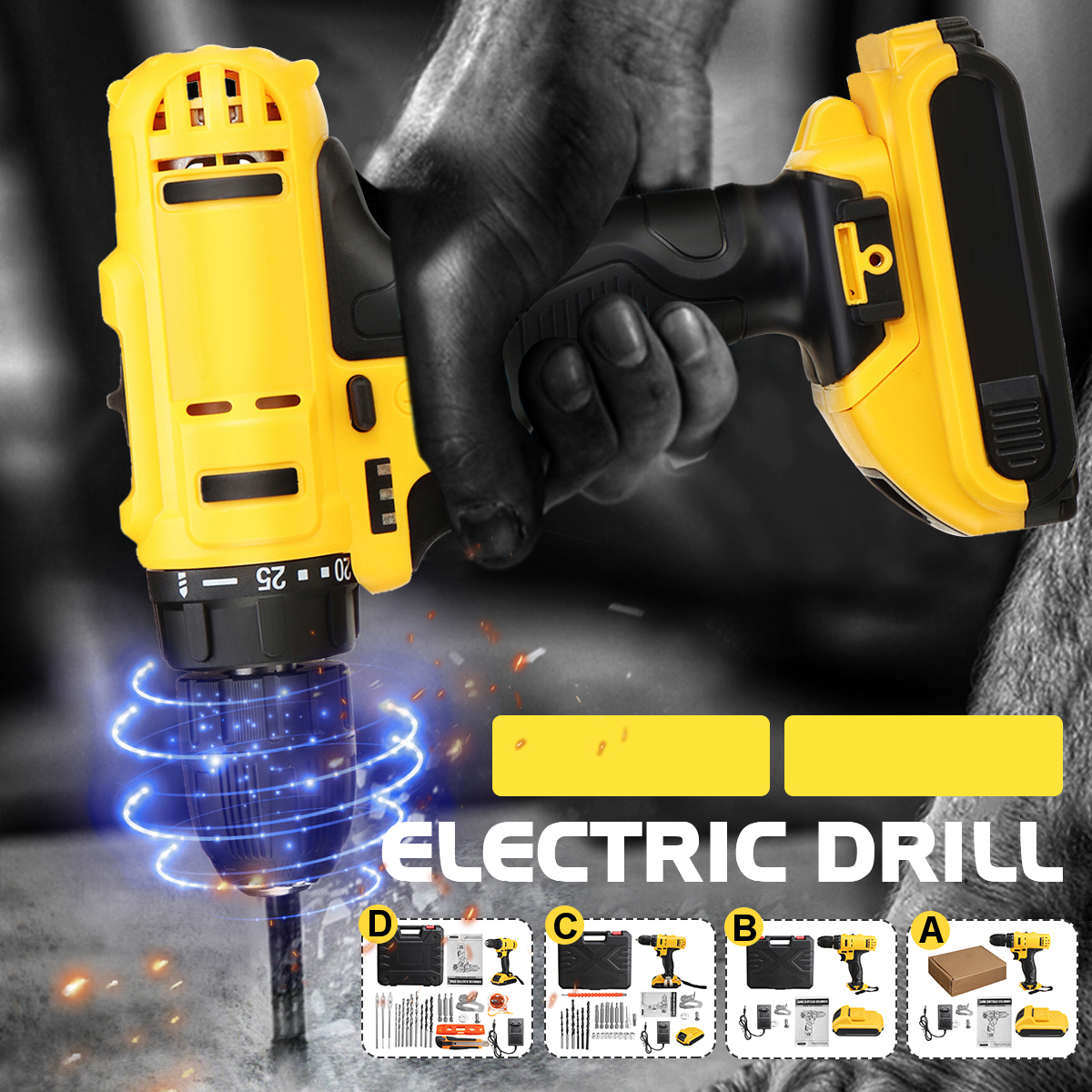 21V-520Nm-Electric-Drill-Cordless-Rechargeable-Screwdriver-Hammer-Drill-Set-w-Battery-1855055-2
