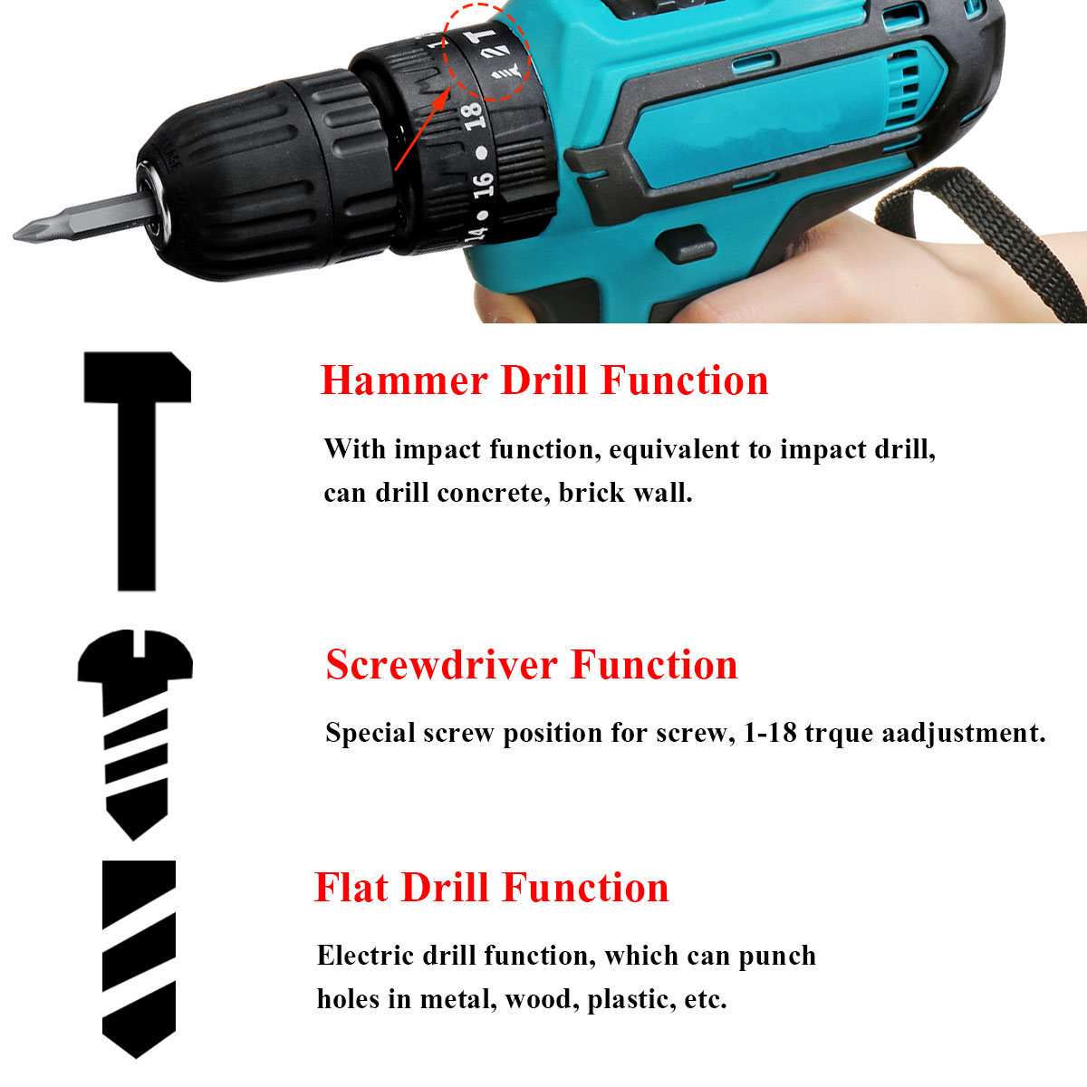 88VF-Cordless-Drill-3-IN-1-Electric-Screwdriver-Hammer-Impact-Drill-7500mAh-2-Speed-1787578-3
