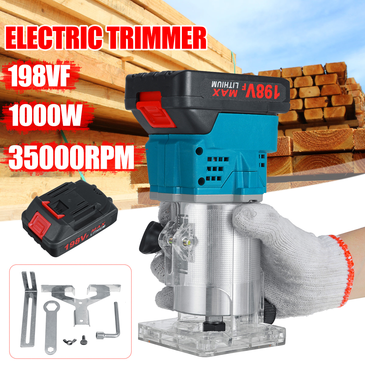 198VF-3000rpm-1000W-Brushless-Electric-Trimmer-Rechargeable-Woodworking-Trimming-Machine-W-12pcs-Bat-1829457-2